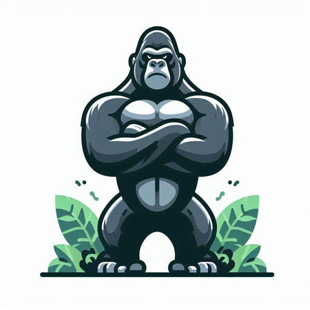 Gorilla with crossed arms. Vector illustration on white background.のイラスト素材