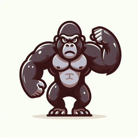 Vector illustration of strong gorilla. Cartoon style. Isolated on white background.のイラスト素材