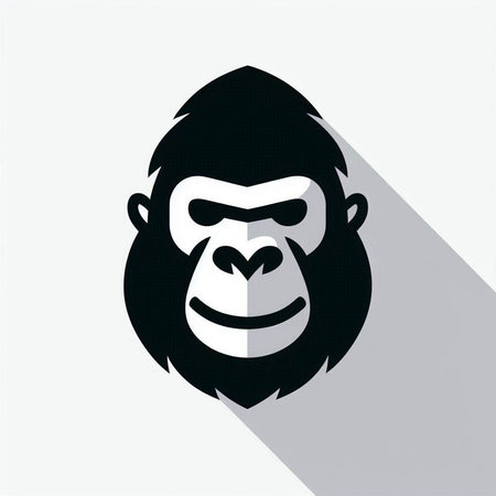 gorilla icon. Flat design style with long shadow. EPS 10のイラスト素材