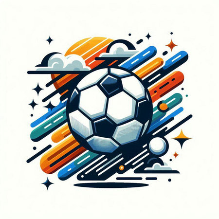 Soccer ball on the background of the abstract pattern. Vector illustrationのイラスト素材