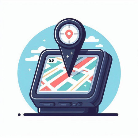 GPS navigator. Vector illustration in flat style. GPS navigation.のイラスト素材