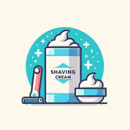 Shaving cream flat icon. Shaving gel, razor and cream. Vector illustrationのイラスト素材
