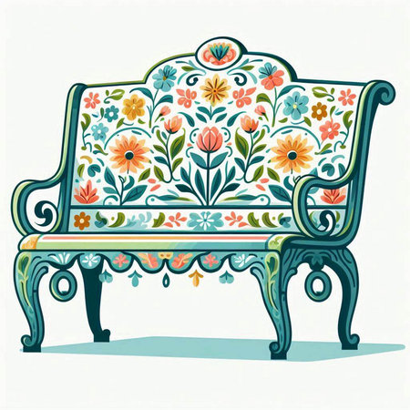 Vintage armchair with floral ornament. Vector illustration. EPS10のイラスト素材
