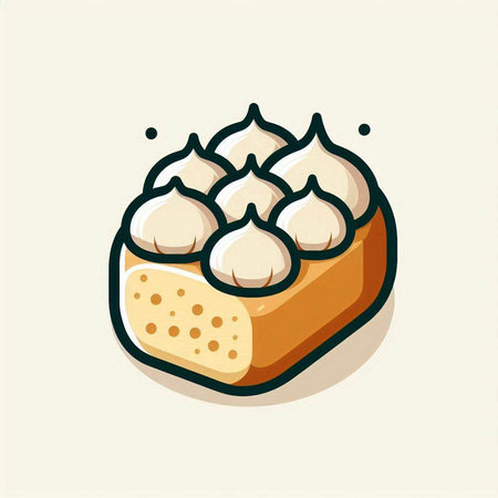 Illustration of a piece of cake with cream, vector illustration.のイラスト素材