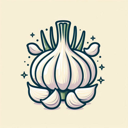 Garlic vector illustration. Hand drawn doodle garlic illustration.のイラスト素材