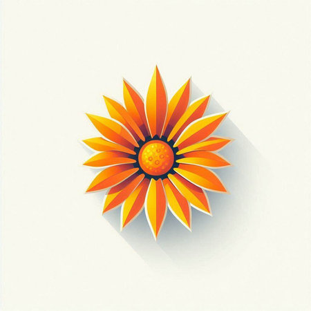 Flower icon with long shadow on white background, vector illustration.のイラスト素材