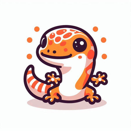 Cute cartoon gecko. Vector illustration isolated on white background.のイラスト素材