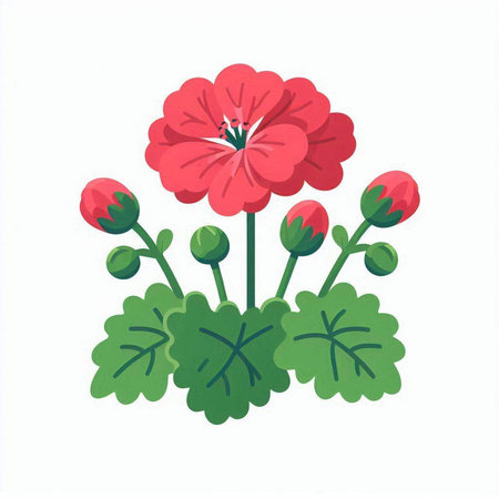 Geranium flowers isolated on white background. Hand drawn vector illustration.のイラスト素材