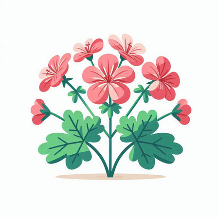 Geranium flowers isolated on white background. Hand drawn vector illustration.のイラスト素材