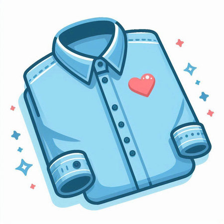 Vector illustration of a blue shirt with a heart on a white backgroundのイラスト素材