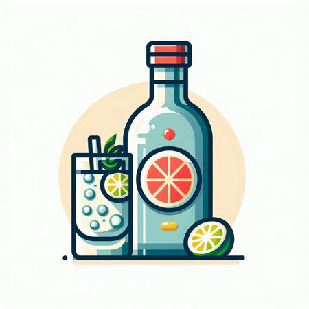 Alcoholic drinks flat color vector icon. Alcoholic beverages collection.のイラスト素材