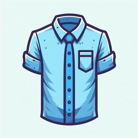 Vector illustration of blue shirt. Isolated on light blue background.のイラスト素材