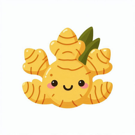 Ginger vector illustration isolated on white background. Cute ginger character.のイラスト素材