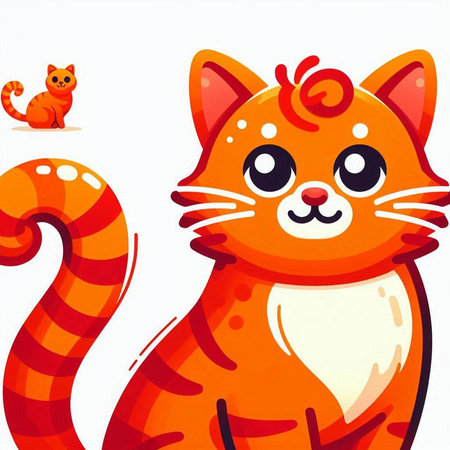 Cute red cat on white background. Vector illustration for your designのイラスト素材