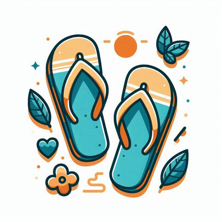 Flip flops. Vector illustration in doodle style.のイラスト素材