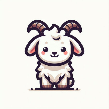 Cute cartoon goat. Vector illustration. Cute cartoon goat.のイラスト素材