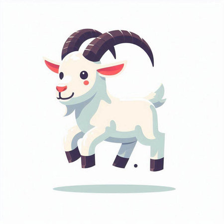 Goat on a white background. Vector illustration in cartoon style.のイラスト素材