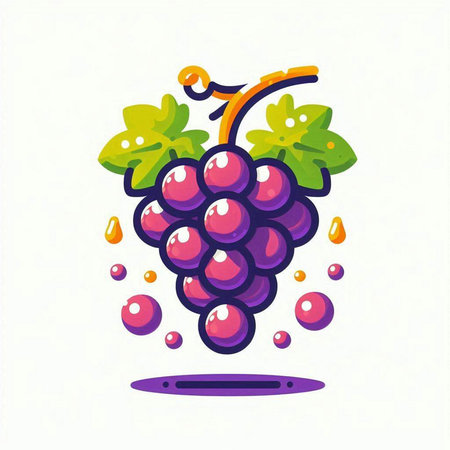 Grapes icon isolated on white background. Vector flat illustration.のイラスト素材