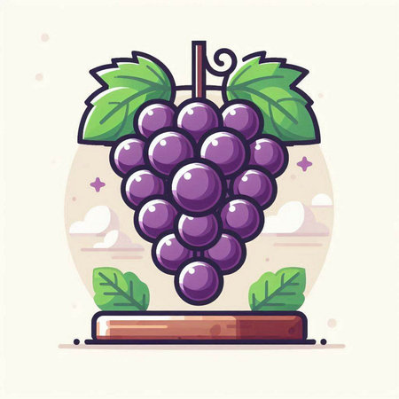 Grapes in a vase. Vector illustration in flat styleのイラスト素材