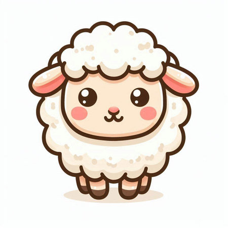 Cute cartoon sheep. Vector illustration isolated on a white background.のイラスト素材