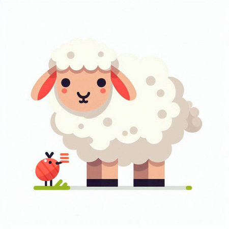 Cute cartoon sheep. Vector illustration isolated on a white background.のイラスト素材