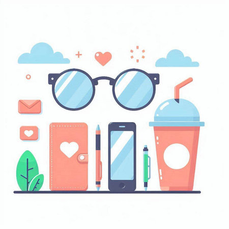 Flat design modern vector illustration concept of social media, digital marketing, online shopping, social network.のイラスト素材