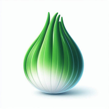 Green onion on a white background. 3d rendering, 3d illustration.のイラスト素材