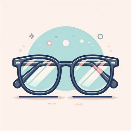 Retro eyeglasses. Vector illustration in flat cartoon style.のイラスト素材