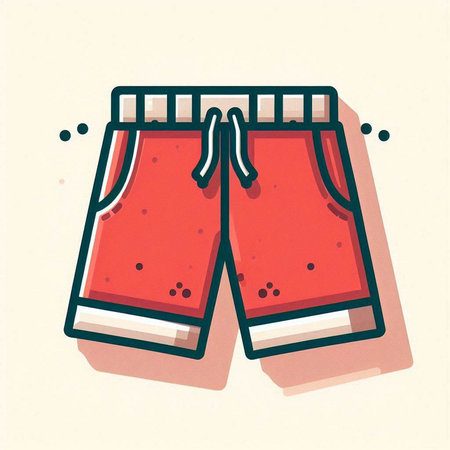 Vector illustration of a pair of red shorts on a light background.のイラスト素材