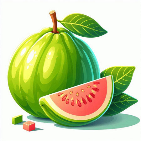 Fresh whole and cut ripe figs with green leaves. Vector illustration.のイラスト素材