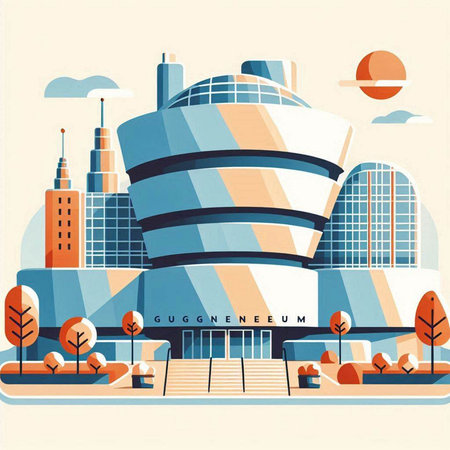 Modern city with skyscrapers. Vector illustration in flat style.のイラスト素材