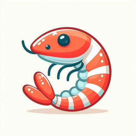 Cute cartoon shrimp. Vector illustration isolated on a white background.のイラスト素材