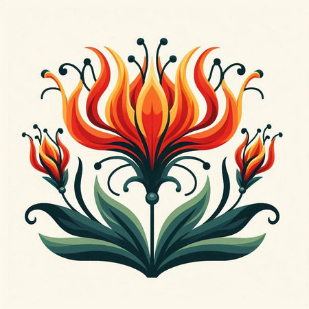 Beautiful flower. Hand-drawn vector illustration in retro style.のイラスト素材