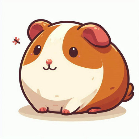 Cute guinea pig on white background. Vector illustration. Cartoon style.のイラスト素材