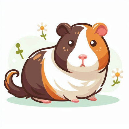 Guinea pig vector illustration. Cute guinea pig cartoon character.のイラスト素材