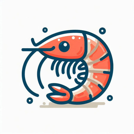 Shrimp icon, vector illustration. Flat design style. Seafood.のイラスト素材
