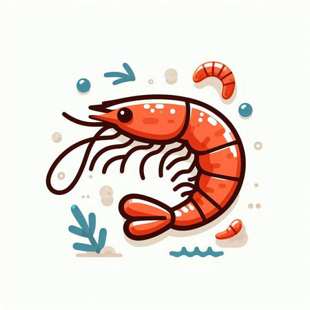 Shrimp. Vector illustration. Isolated on a white background.のイラスト素材