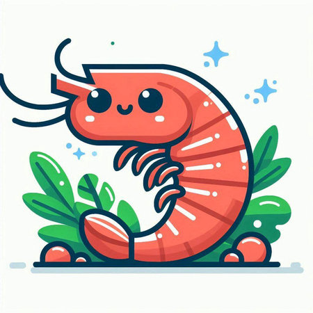 Cute cartoon shrimps. Vector illustration in flat style.のイラスト素材