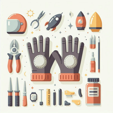 Vector illustration of a set of tools for cosmetology and cosmetology.のイラスト素材