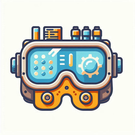 Futuristic scuba diving mask. Vector illustration in cartoon style.のイラスト素材