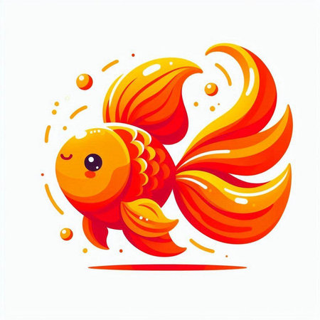 Goldfish. Vector illustration. Isolated on a white background.のイラスト素材