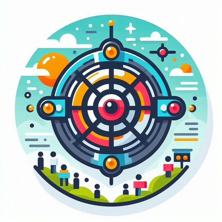 Vector illustration of target and crowd of people. Targeting concept.のイラスト素材