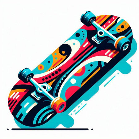 Skateboard on colorful abstract background. Vector illustration. Eps 10のイラスト素材