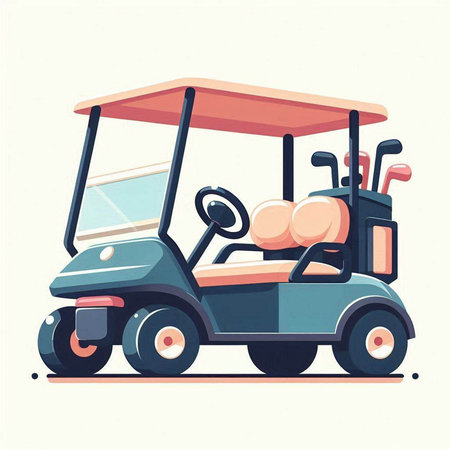 Golf cart. Vector illustration in flat style. Isolated on white backgroundのイラスト素材
