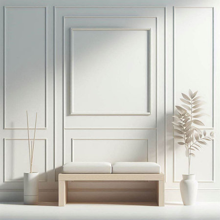 Classic interior wall mockup with copy space. 3d render illustrationのイラスト素材