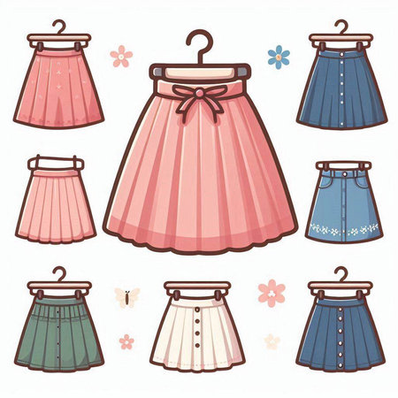 Set of cute skirts. Vector illustration isolated on a white background.のイラスト素材