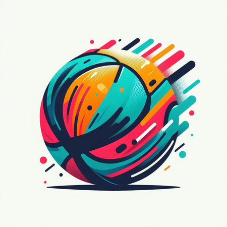 Abstract colorful background with volleyball ball. Vector illustration for your design.のイラスト素材