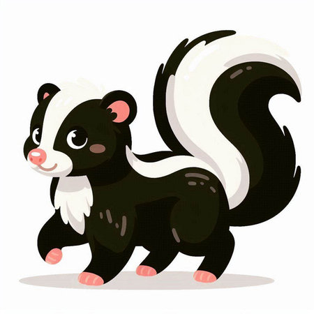 Cartoon skunk on white background. Vector illustration of a skunk.のイラスト素材