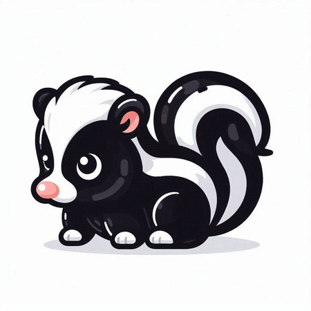 Cartoon skunk isolated on a white background. Vector illustration.のイラスト素材