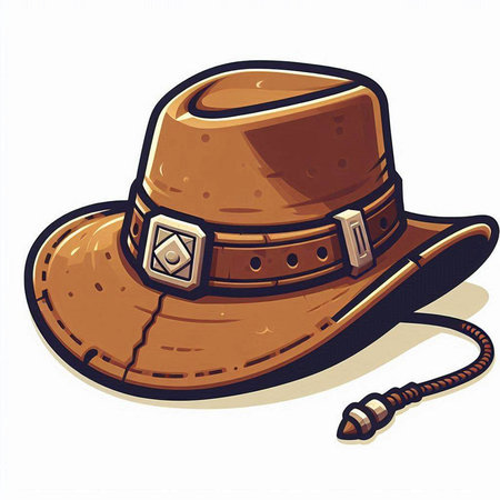 Illustration of a cowboy hat with a pipe on a white backgroundのイラスト素材